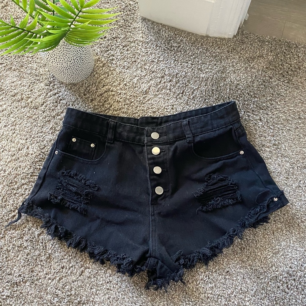 Ripped Black Shorts - L (Fits like M)